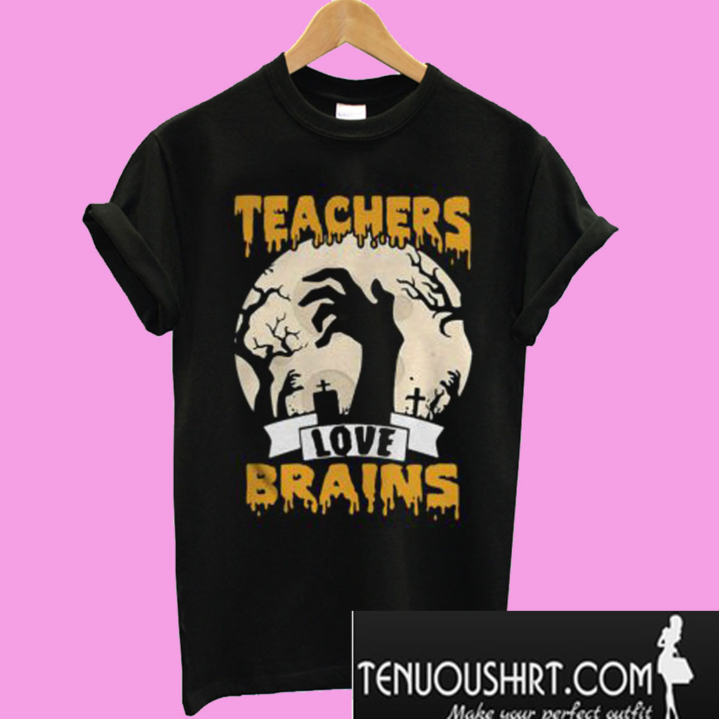 Halloween Teachers Love Brains T Shirt 