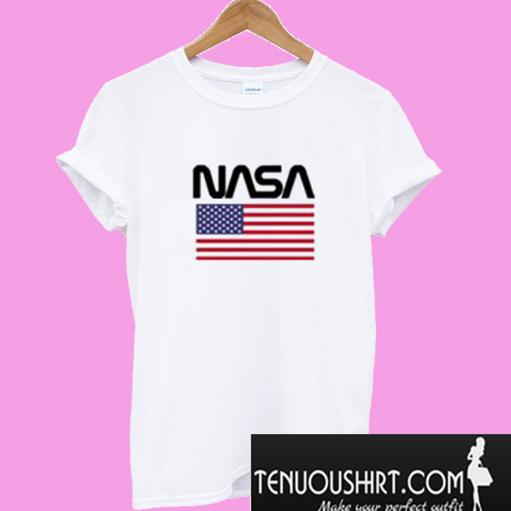 nasa t shirt with american flag