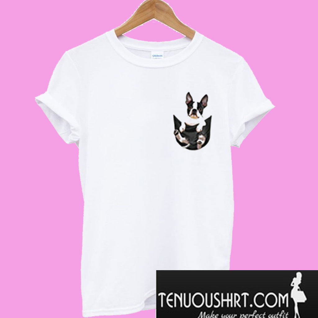 boston terrier pocket t shirt