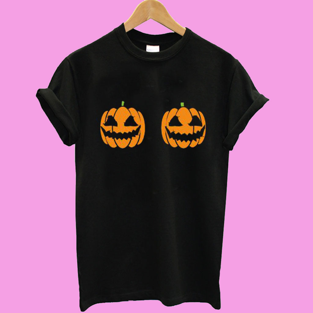 Halloween Pumpkin Boobs T Shirt