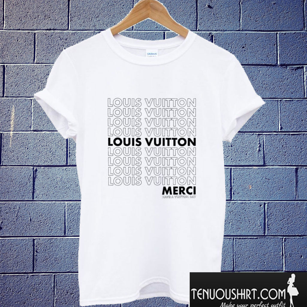 Louis Vuitton Merci T shirt  Louis vuitton shirt, Louis vuitton mens  shirts, Shirt print design