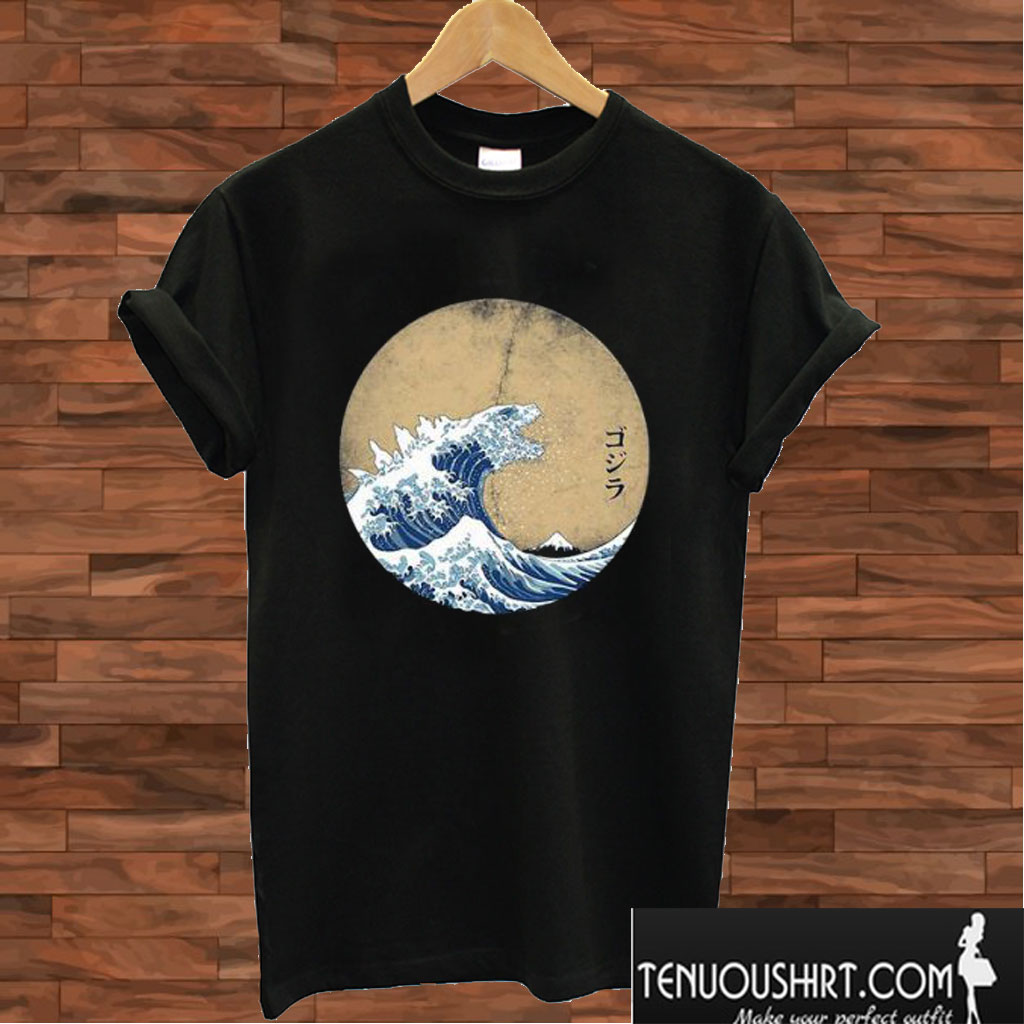 The Great Wave Off Kanagawa Godzilla T Shirt