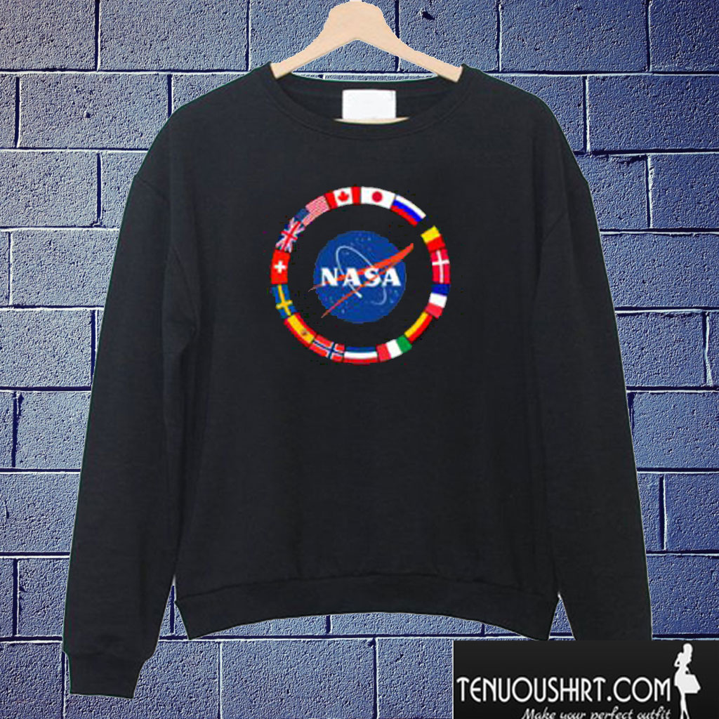 nasa sweatshirt with flags